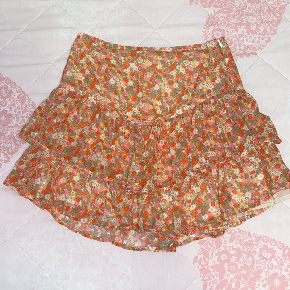 Julie Brown Ruffled Floral Mini Skirt Size XS NWT